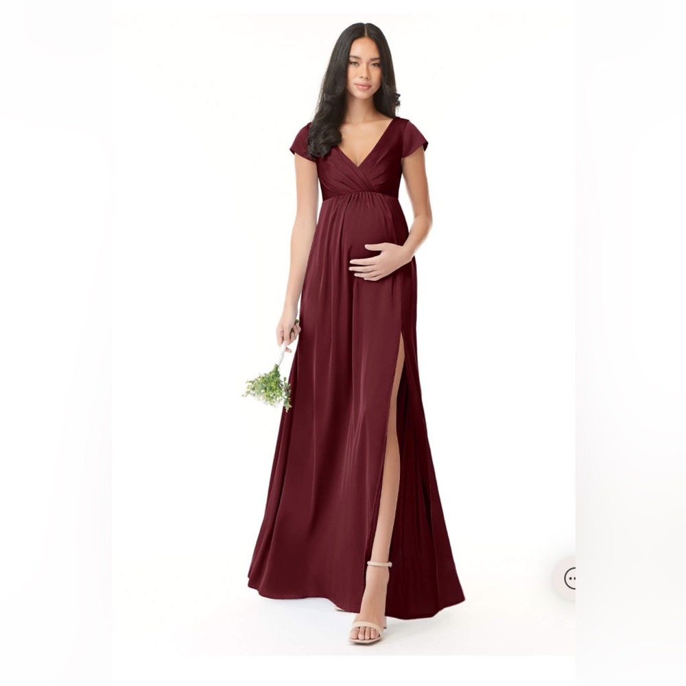 Azazie Cabernet Allessia Satin Dress size 0